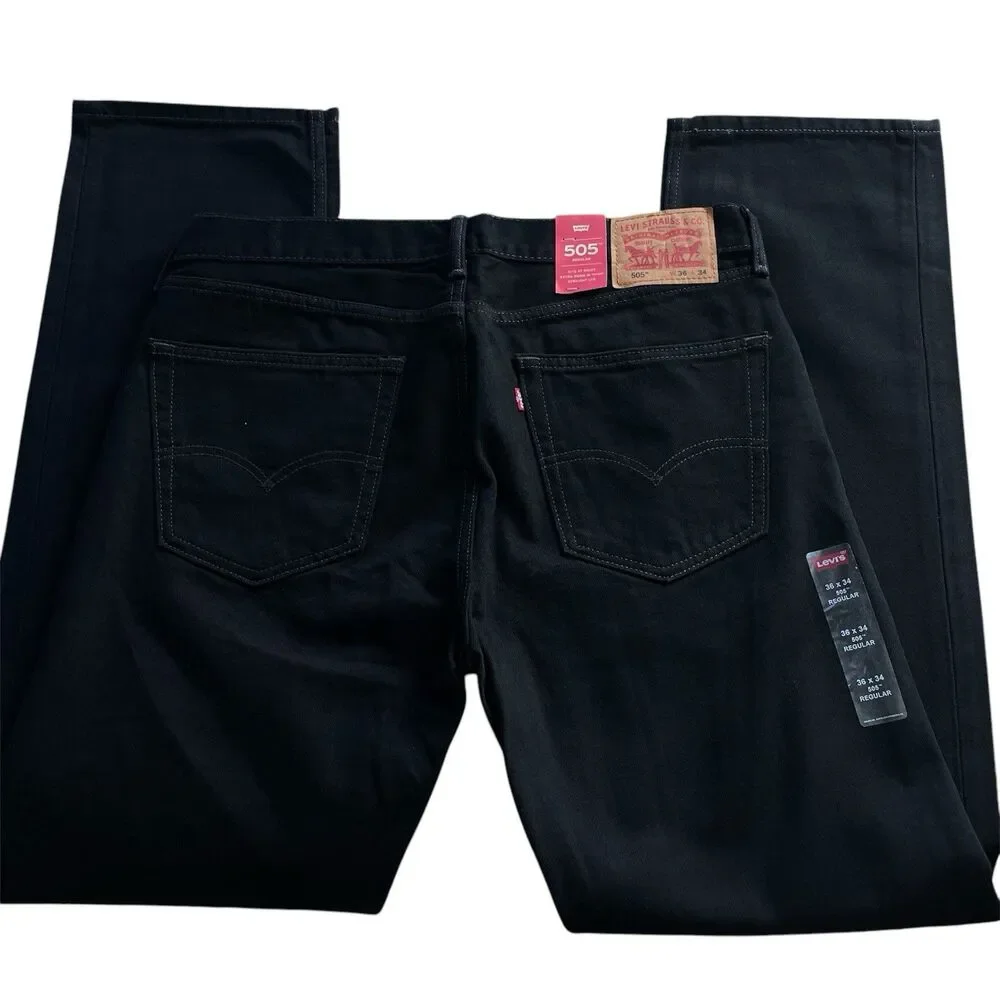 Levi’s 505 Regular Fit Men’s Black Straight Leg Jeans Size W36 L34